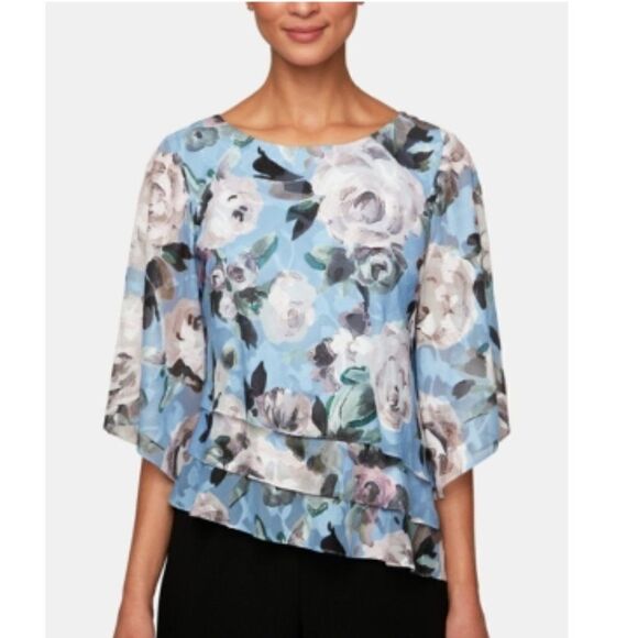 Size Small Alex Evenings AsymmetricalTiered Blouse - Picture 1 of 1